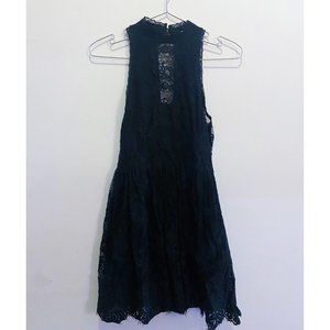 Free People High-Neck Black Lace Dress